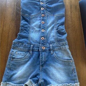 Denim Button-Up Romper